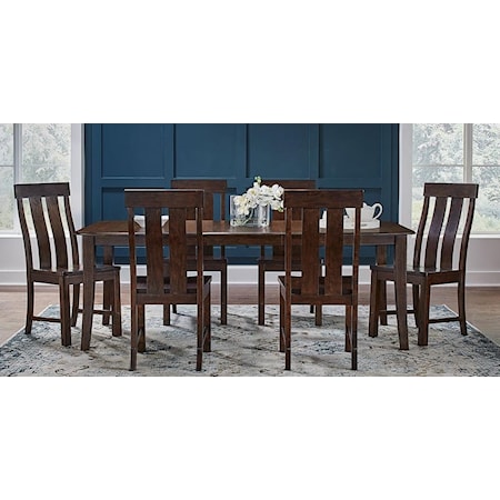 7-Piece Wood Leg Table and Chair Set